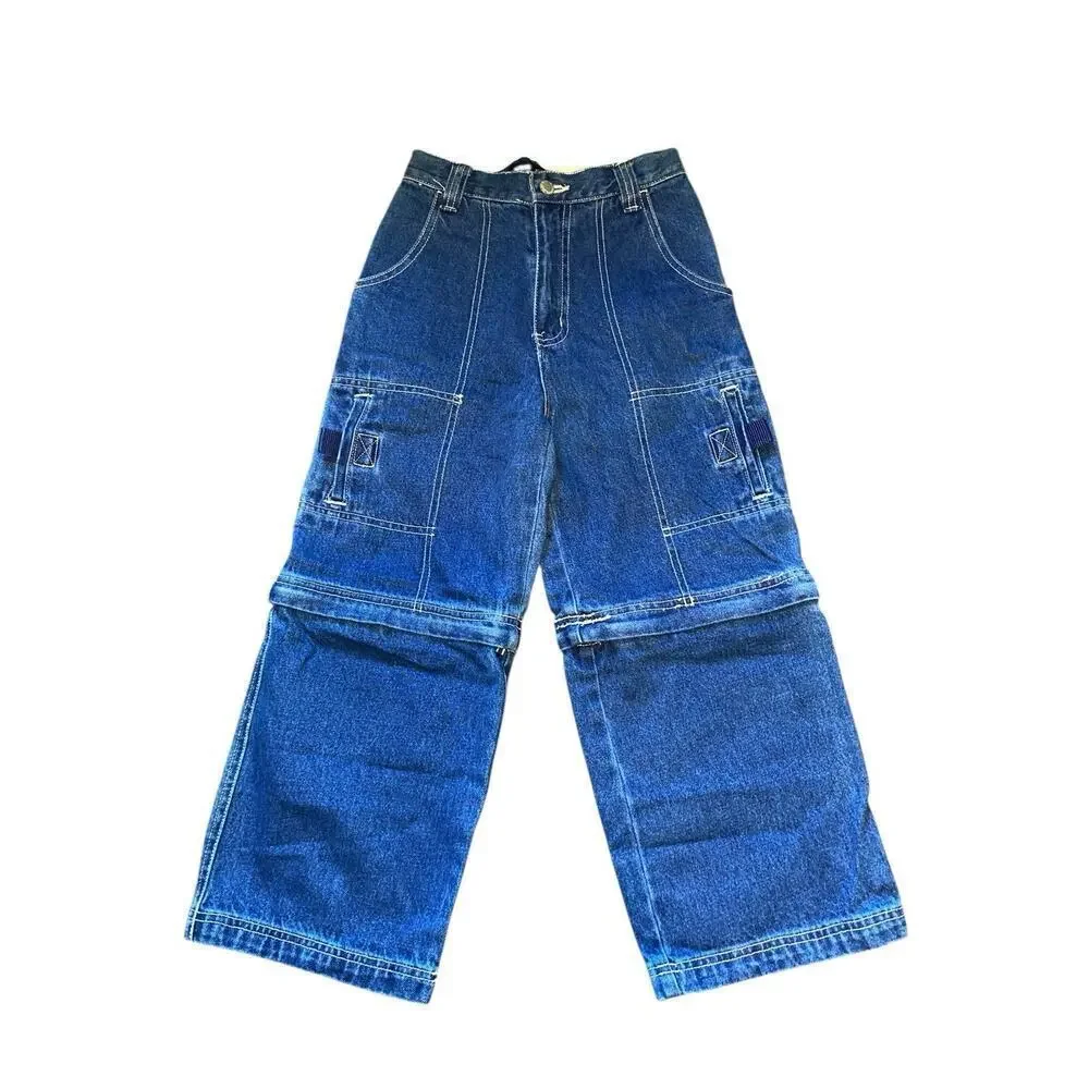 Vintage Faded Glory Cargo Blue Jeans Boys Youth 8 Convertible Shorts Y2K